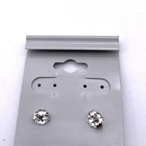 Sterling Silver Large Clear Cubic Zirconia Stud Earrings - Picture 5 of 6